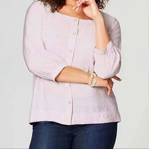 NWT J. Jill Pale Orchid Square-Neck Top Size XS